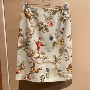 Chris Kellogg Palm Beach monkey & tiger print skirt size 6